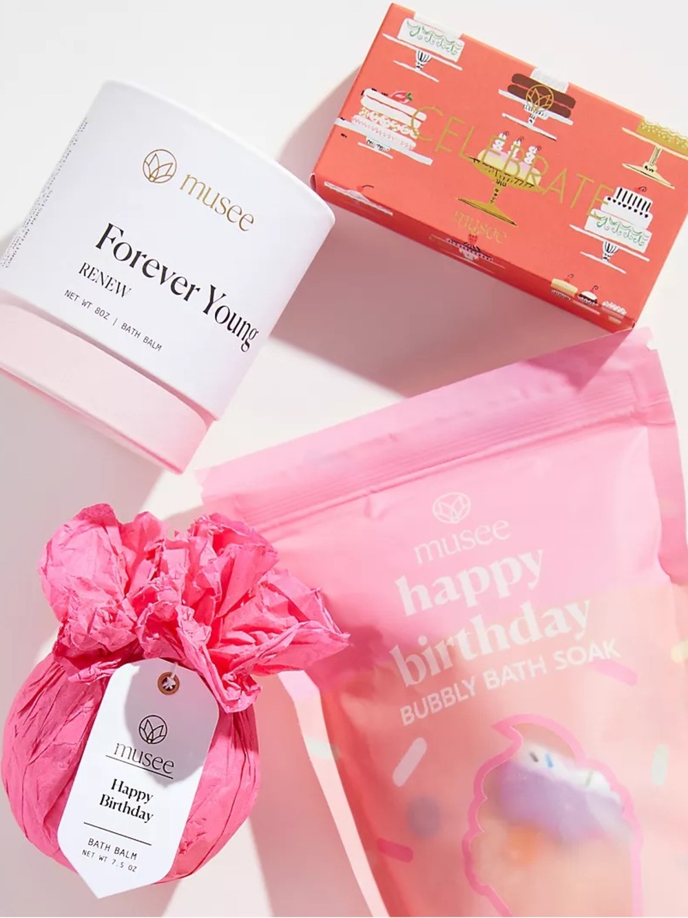 Musee Pink Happy Birthday Ultimate Birthday Gift Set- 4 Musee Bath Products